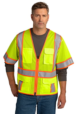 CSV106 CHALECO BICOLOR MC DE MALLA DE ALTA VISIBILIDAD CON CIERRE CORNERSTONE ANSI 107 CLASS 3 SURVEYOR