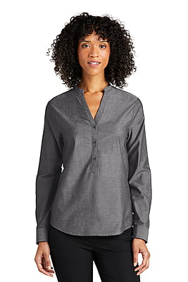LW382  CAMISA CHAMBRAY DAMA ML PORT AUTHORITY