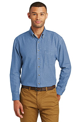 SP10 CAMISA MEZCLILLA CABALLERO ML PORT & COMPANY